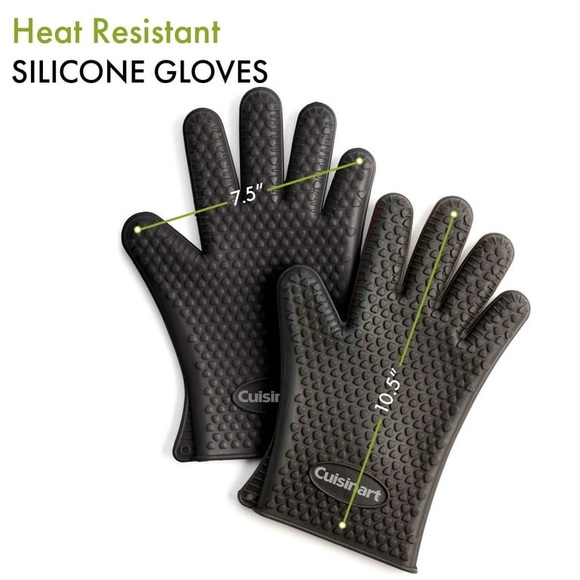 CUISINART NEW Heat Resistant Silicone Gloves 2 Pack No Slip Grip dishwasher safe - Picture 2 of 11